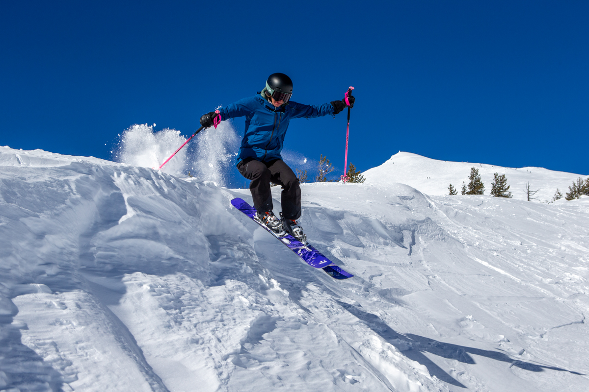 Patagonia SnowDrifter Bibs (hitting jump)