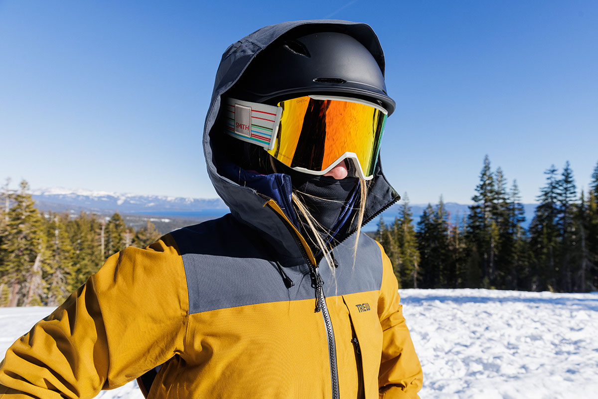 Trew Gear Astoria ski jacket (hood over helmet)