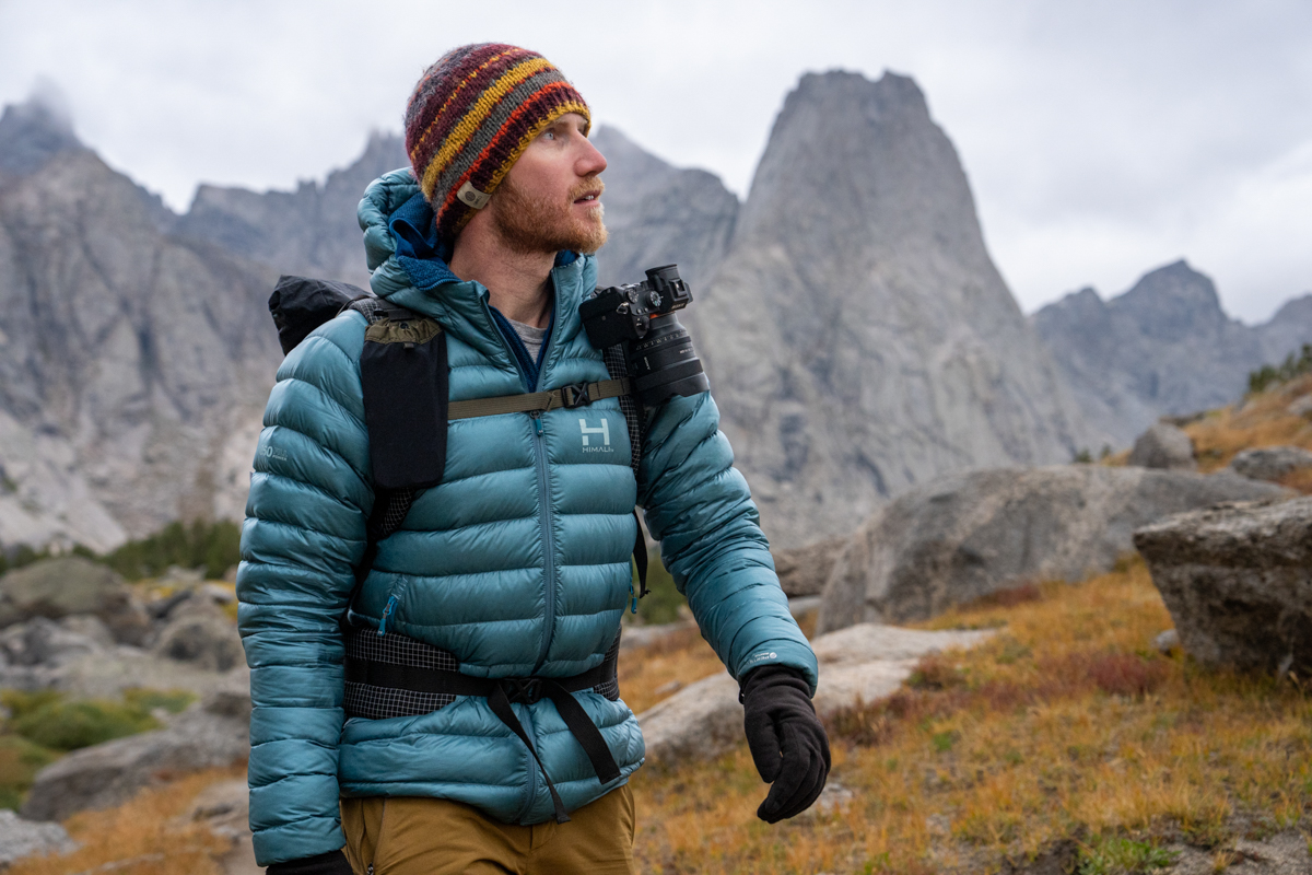 Down jackets (hiking in the Himali Accelerator jacket)