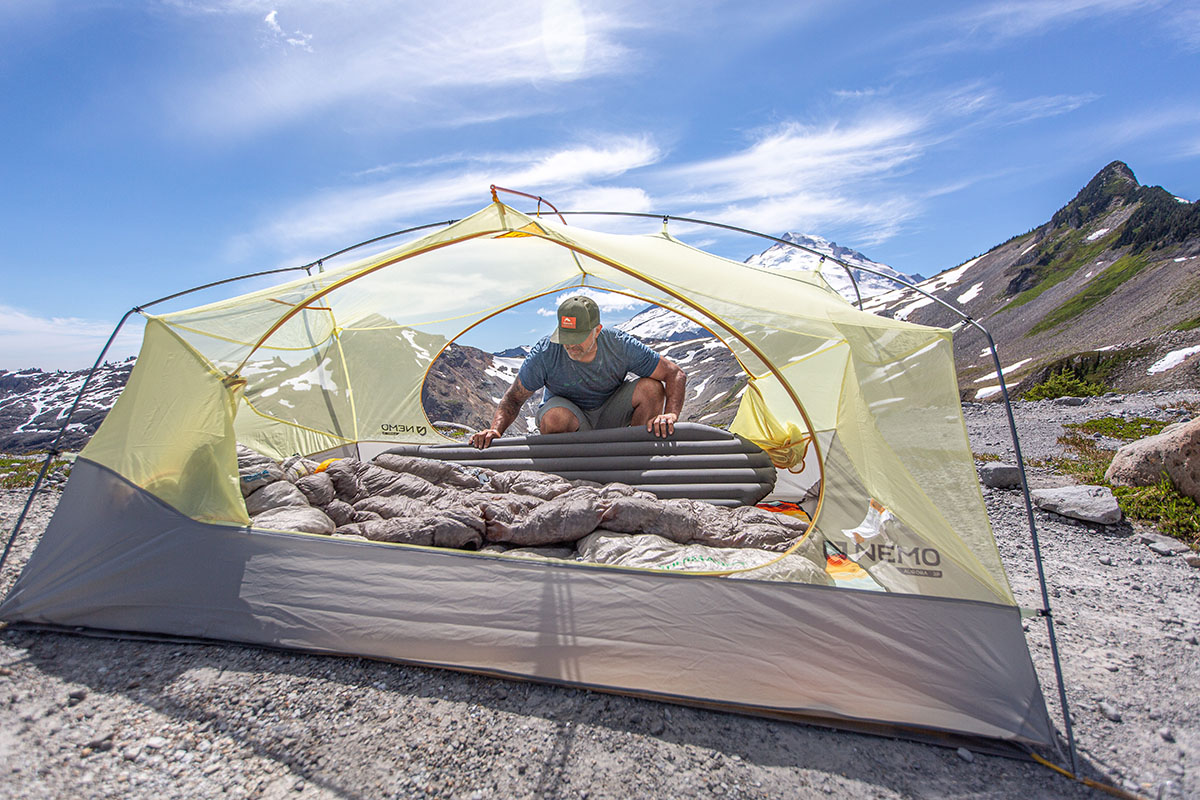 Freestanding tent (Nemo Aurora pitched without rainfly)