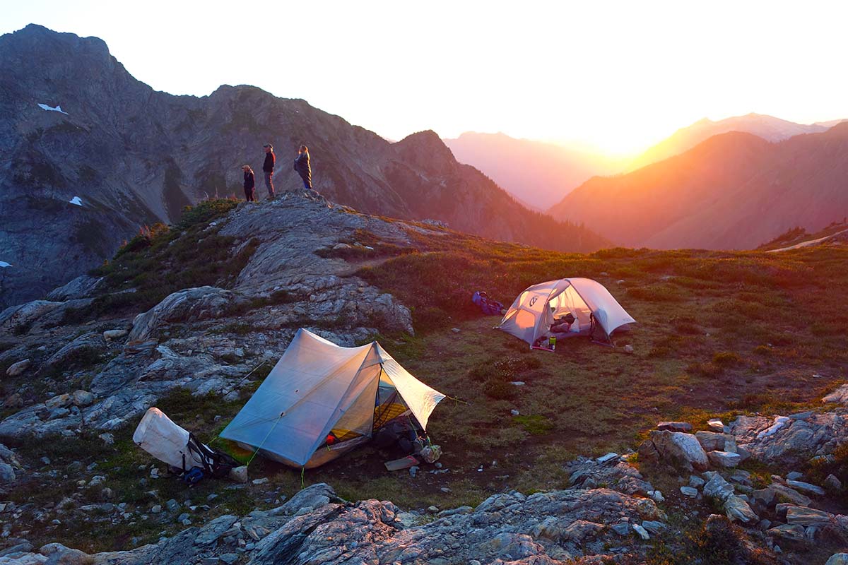 Backpacking tents (ultralight tents pitched in mountains)
