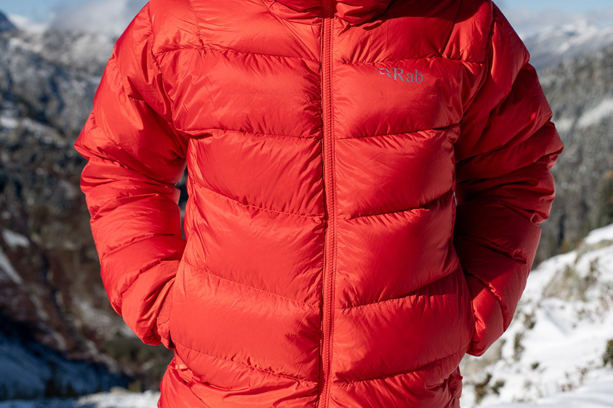 Down jacket (closeup of Rab Neutrino Pro)