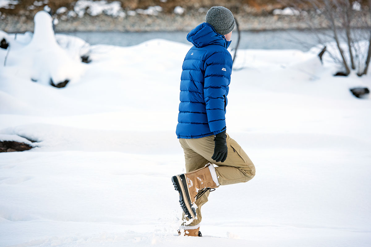 Public Lands Gift Guide (walking in snow in Sorel Caribou boots)