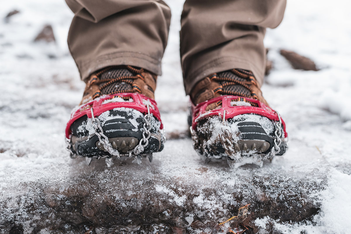 REI Gift Guide (Kahtoola Microspikes on boots)