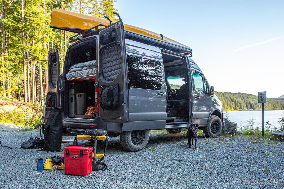 REI Gift Guide (Yeti Roadie 24 next to Sprinter van)