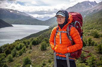 Arc'teryx Cerium SV Hoody (standing with backpack on)