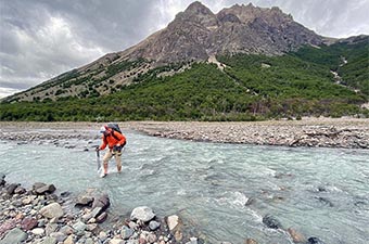 Arc'teryx Squamish windbreaker jacket (crossing river)