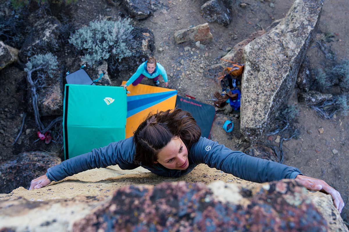 Crash pads (view from above while bouldering)