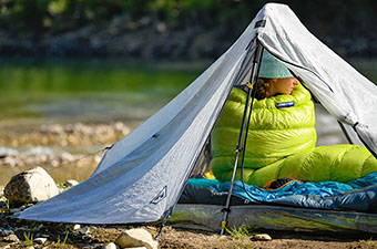 Sleeping bag in tent