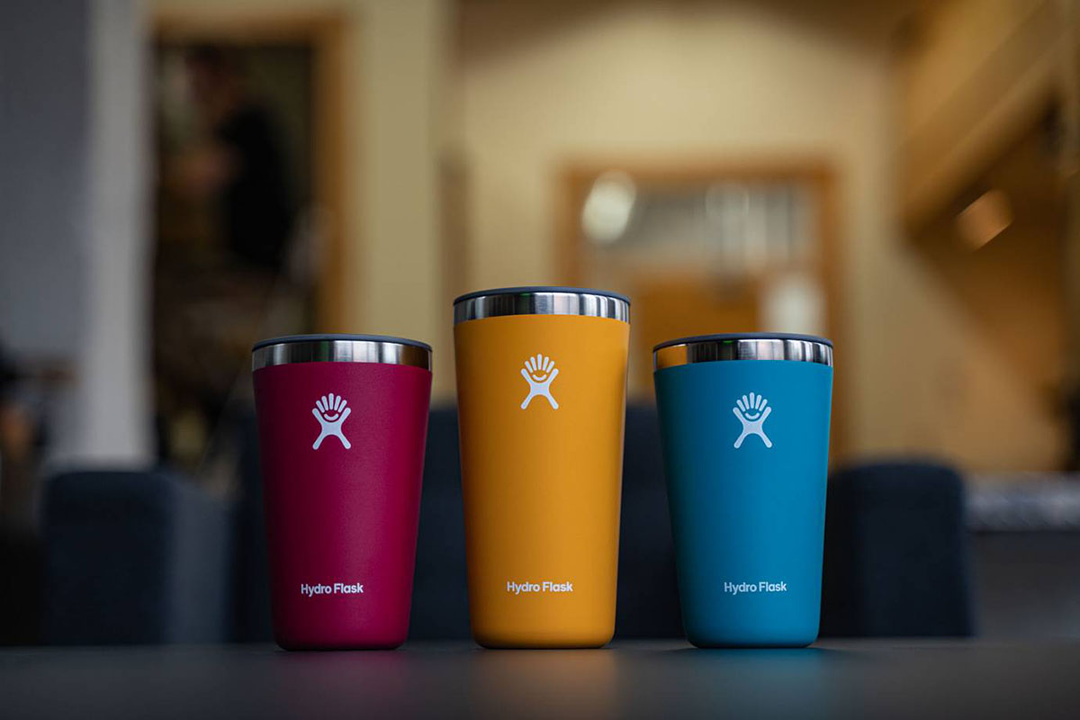 Hydro Flask All Around Tumblers (lined up on table)