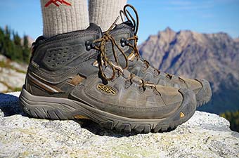 Keen Targhee III boots (standing on rock)