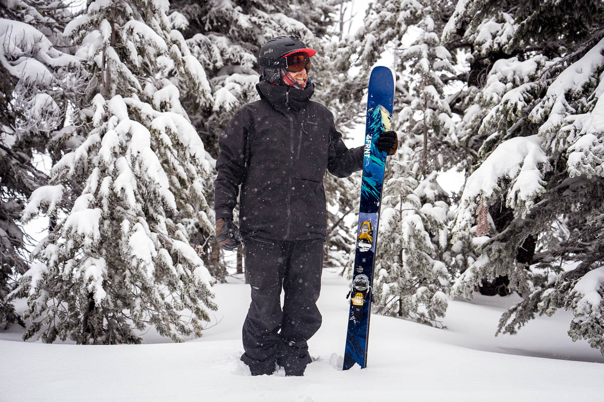 Patagonia Untracked Jacket (standing in snow with skis)